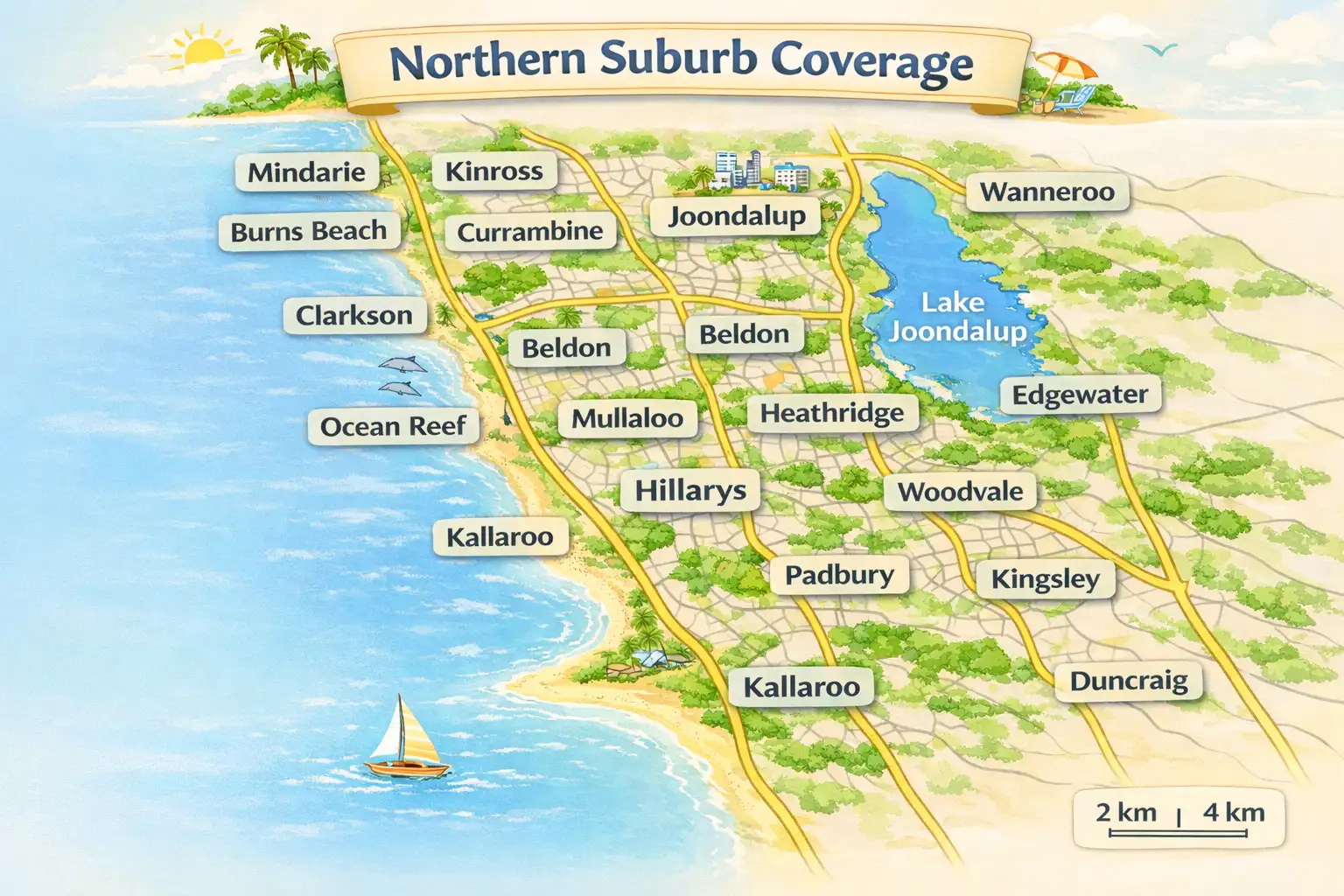 Utmost Solutions WA service coverage map for NDIS support across Joondalup and northern Perth suburbs